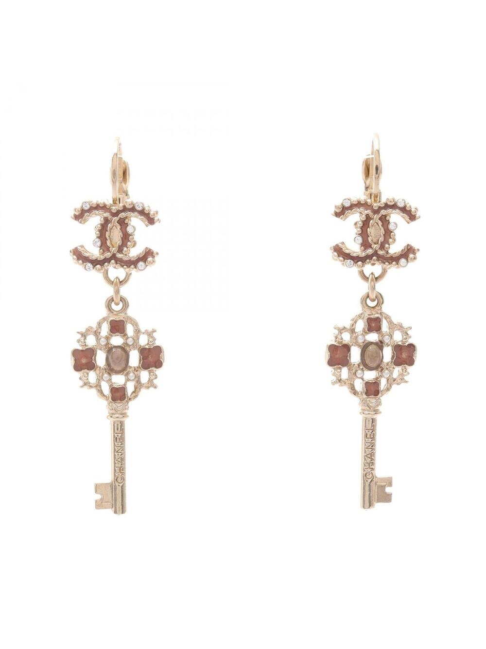 Chanel Cc Logo Key Earrings Metal #371491C91B